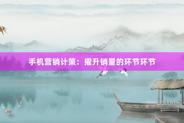 手机营销计策：擢升销量的环节环节